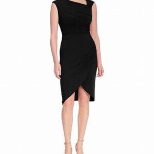 London Times Chic Navy Asymmetrical Dress
